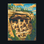 Carte Postale Illustration du parc national Mesa Verde Travel Ar<br><div class="desc">Design d'illustration vectorielle Mesa Verde. Le parc est connu pour ses maisons de falaises antiques Puebloan bien préservées,  notamment l'immense Cliff Palace.</div>