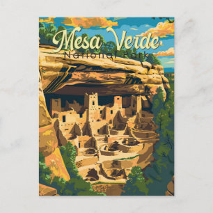 Carte Postale Illustration du parc national Mesa Verde Travel Ar