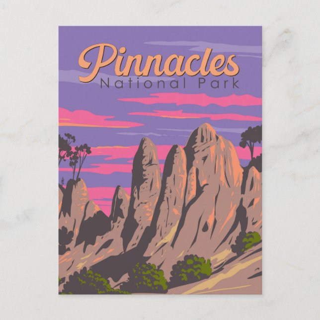 Carte Postale Illustration du parc national Pinnacles Art de voy (Devant)