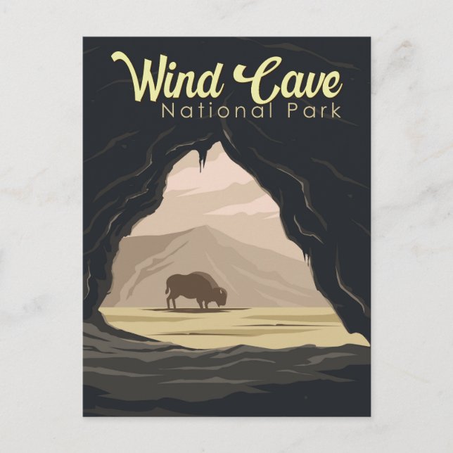 Carte Postale Illustration du parc national Wind Cave Travel Art (Devant)