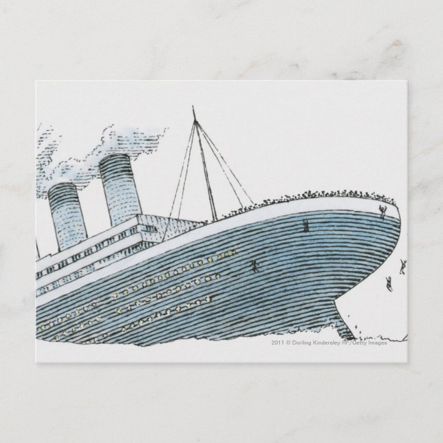 Carte Postale Illustration du passager tombant du Titanic (Devant)