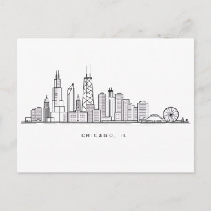 Carte Postale Illustration du paysage urbain de Chicago IL