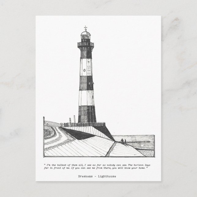 Carte Postale Illustration du phare de Breskens Pays-Bas (Devant)
