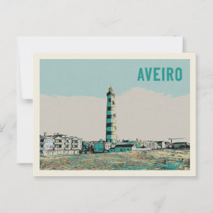 Carte Postale Illustration du phare de la lagune Aveiro