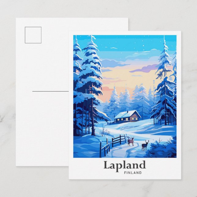 Carte Postale Illustration du portrait de voyage de la Finlande  (Devant / Derrière)