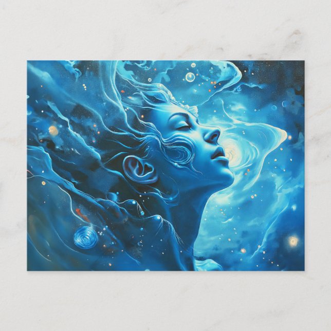 Carte Postale Illustration du signe zodiaque Aquarius (Devant)