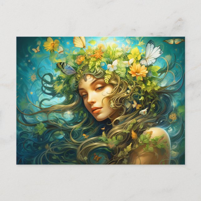 Carte Postale Illustration du symbole Zodiaque de la Vierge (Devant)