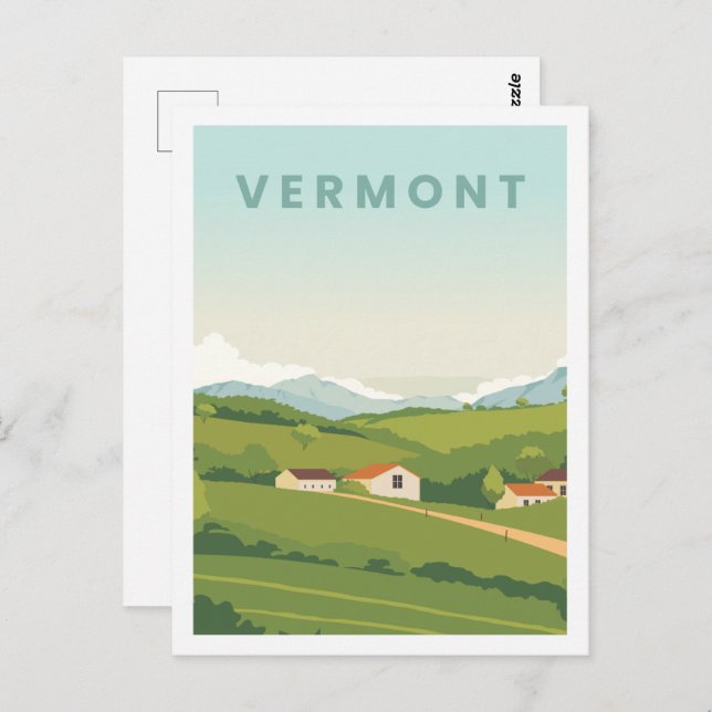Carte Postale Illustration du Vermont USA Famous Travel Place (Devant / Derrière)