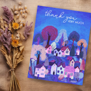 Carte Postale Illustration du village de Merci Cute Country