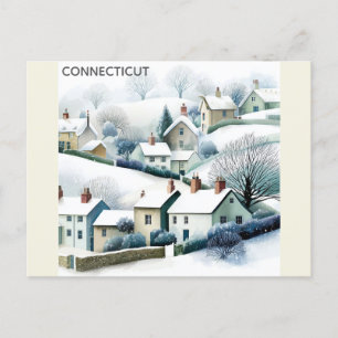 Carte Postale Illustration du village d'hiver neigeux du Connect