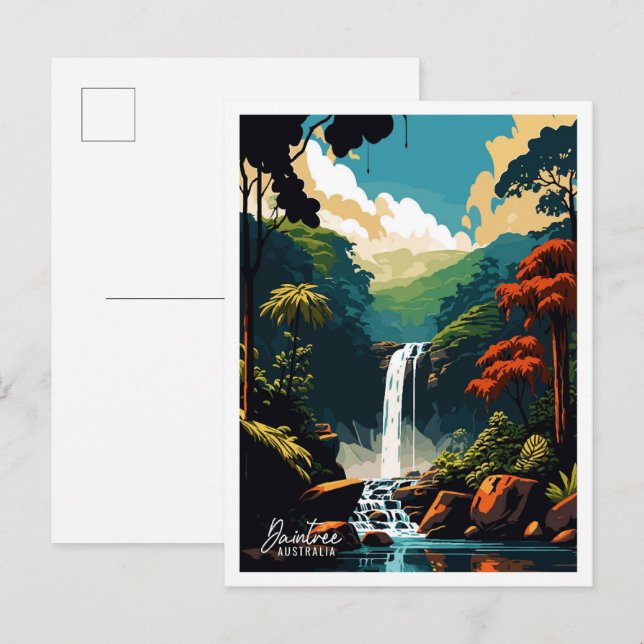 Carte Postale Illustration du Vintage voyage artistique Daintree (Devant / Derrière)