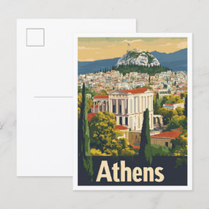 Carte Postale Illustration du Vintage voyage artistique d'Athène