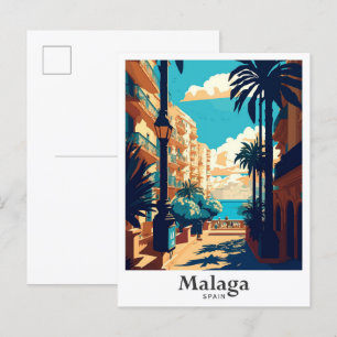 Carte Postale Illustration du Vintage voyage artistique de Malag