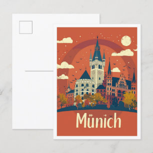 Carte Postale Illustration du Vintage voyage artistique de Munic