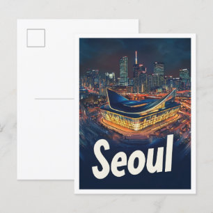 Carte Postale Illustration du Vintage voyage artistique de Séoul