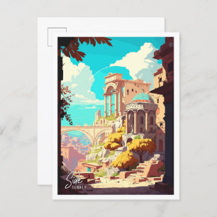 Carte Postale Illustration du Vintage voyage artistique de Side