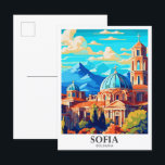 Carte Postale Illustration du Vintage voyage artistique de Sofia<br><div class="desc">Sofia Bulgarie Vintage voyage d'art Peinture de portrait</div>