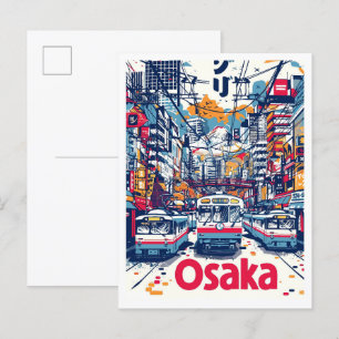 Carte Postale Illustration du Vintage voyage artistique d'Osaka 