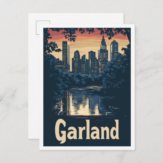 Carte Postale Illustration du Vintage voyage artistique Garland  (Devant / Derrière)