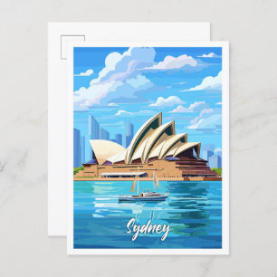 Carte Postale Illustration du Vintage voyage artistique Sydney A