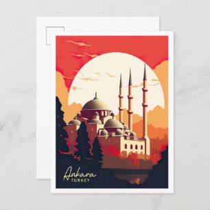 Carte Postale Illustration du Vintage voyage d'art Ankara Turkey