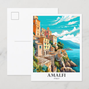 Carte Postale Illustration du Vintage voyage d'art d'Amalfi Ital