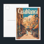 Carte Postale Illustration du Vintage voyage d'art de Casablanca<br><div class="desc">Casablanca Maroc Croquis Art Vintage lieu de voyage illustration</div>