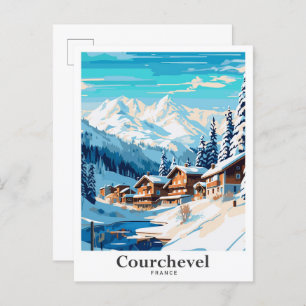 Carte Postale Illustration du Vintage voyage d'art de Courchevel
