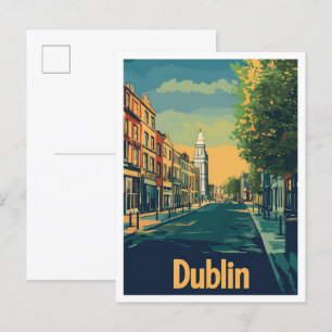 Carte Postale Illustration du Vintage voyage d'art de Dublin Irl