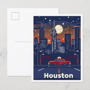 Carte Postale Illustration du Vintage voyage d'art de Houston Te
