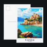 Carte Postale Illustration du Vintage voyage d'art de la Corse<br><div class="desc">Corsica France Vintage voyage d'Art Peinture Illustration</div>