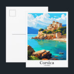 Carte Postale Illustration du Vintage voyage d'art de la Corse<br><div class="desc">Corsica France Vintage voyage d'Art Peinture Illustration</div>