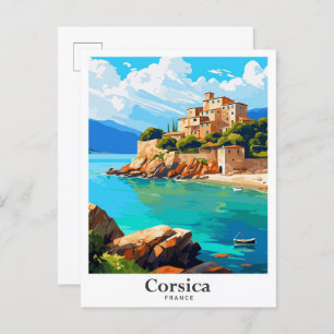 Carte Postale Illustration du Vintage voyage d'art de la Corse