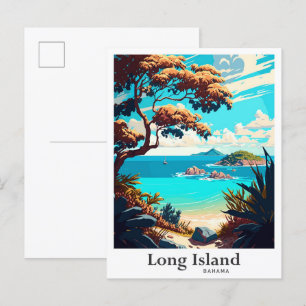 Carte Postale Illustration du Vintage voyage d'art de Long Islan