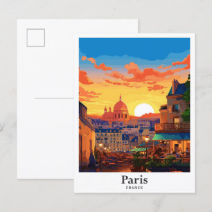 Carte Postale Illustration du Vintage voyage d'art de Paris Fran