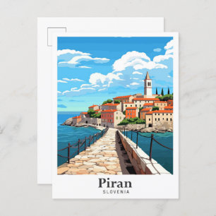 Carte Postale Illustration du Vintage voyage d'art de Piran Slov