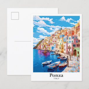 Carte Postale Illustration du Vintage voyage d'art de Ponza Ital
