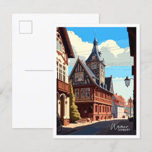 Carte Postale Illustration du Vintage voyage d'art de Weimar All