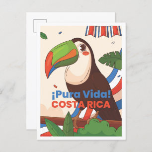 Carte Postale Illustration du Vintage voyage d'art du Costa Rica