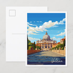 Carte Postale Illustration du Vintage voyage d'art du Vatican It