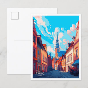 Carte Postale Illustration du Vintage voyage d'art Elblag Pologn
