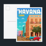 Carte Postale Illustration du Vintage voyage d'art Havana Cuba<br><div class="desc">Havana Cuba Art Vintage illustration de lieu de voyage</div>
