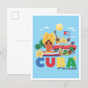 Carte Postale Illustration du Vintage voyage d'art Havana Cuba