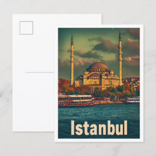 Carte Postale Illustration du Vintage voyage d'art Istanbul Turq