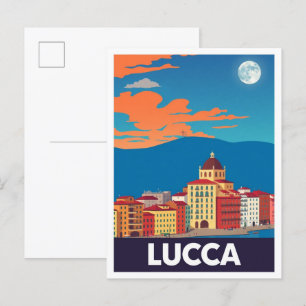Carte Postale Illustration du Vintage voyage d'art Lucca Italie