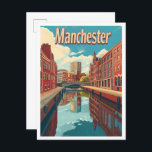 Carte Postale Illustration du Vintage voyage d'art Manchester En<br><div class="desc">Manchester England Art Vintage illustration du lieu de voyage</div>