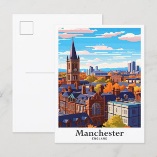 Carte Postale Illustration du Vintage voyage d'art Manchester En