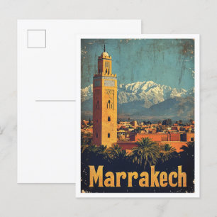 Carte Postale Illustration du Vintage voyage d'art Marrakech Mar