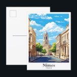 Carte Postale Illustration du Vintage voyage d'art Nîmes France<br><div class="desc">Nîmes France Vintage voyage d'art Peinture de portrait Illustration</div>