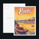 Carte Postale Illustration du Vintage voyage d'art Porto Portuga<br><div class="desc">Porto Portugal Art Vintage illustration du lieu de voyage</div>